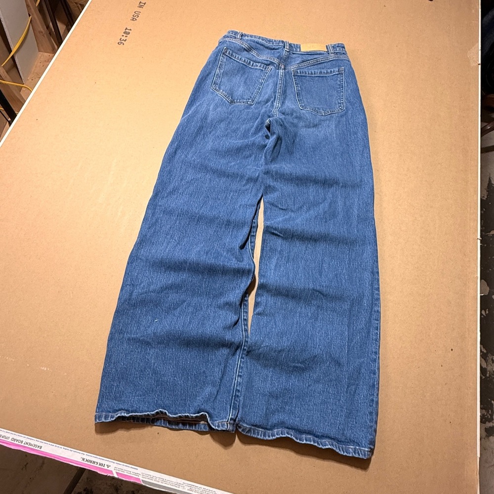 Pink Victoria's Secret Wide Leg Jeans 8 Blue Excellent High Waist Denim